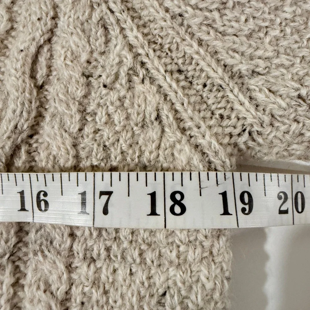 Artisan Knitwear Cable Knit Wool Sweater XS Speckled Tan Crew Neck‎